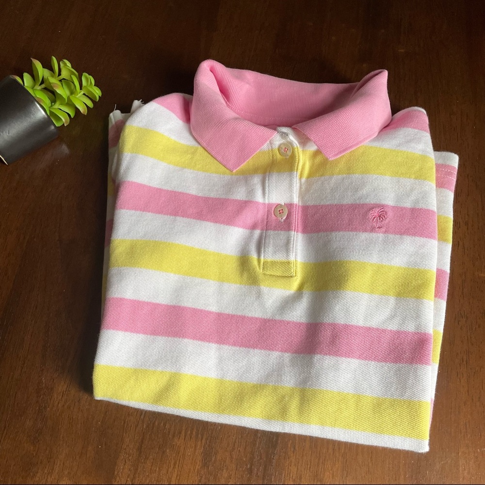 Lilly Pulitzer Multicolored Short Sleeve Striped Collared Polo Shirt Size XS
